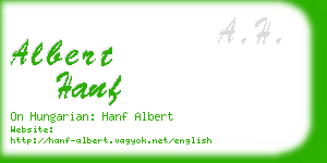 albert hanf business card